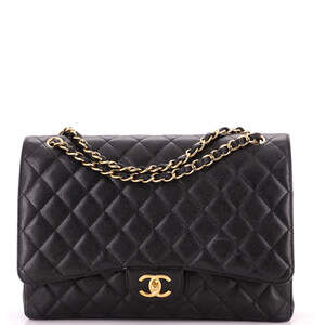 Chanel Maxi Classic Double Flap Bag Quilted Caviar
